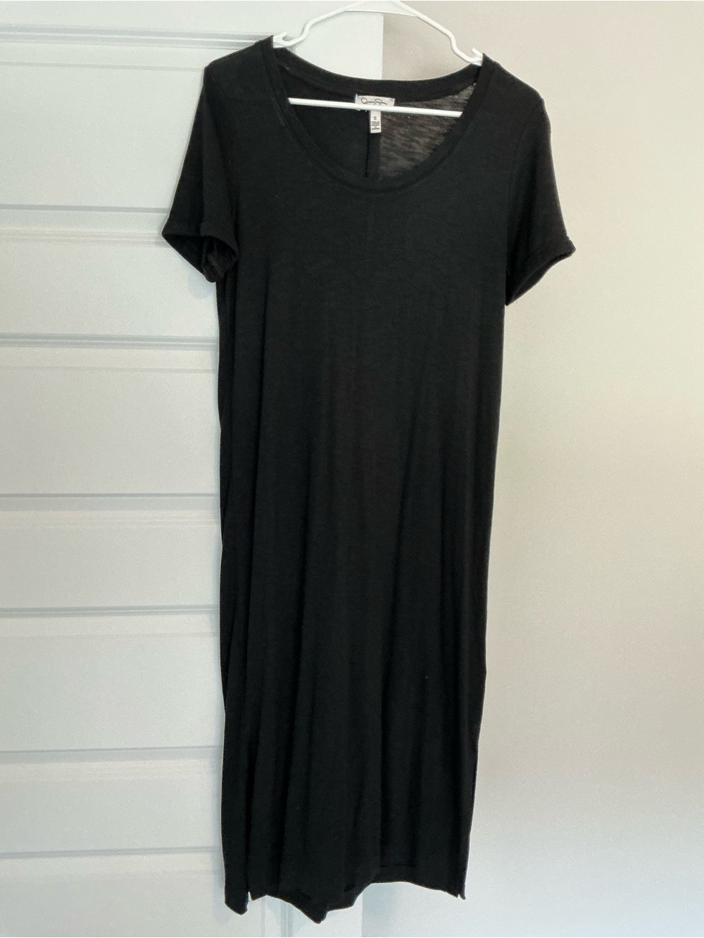 Jessica Simpson Black Midi Scoop Neck T-Shirt Dress